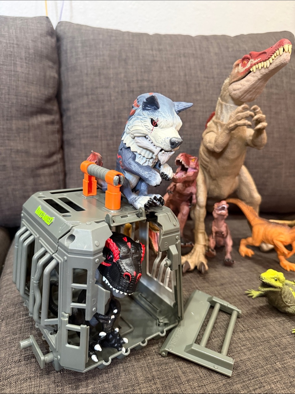 Assorted Dinosaur Toy Lot - Beige, Red, Yellow, Green - Picture 4 of 4